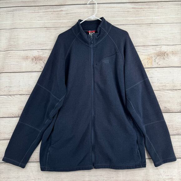 The North Face Full Zip Terry Fleece Jacket Mens XXL Navy Blue - Picture 1 of 13